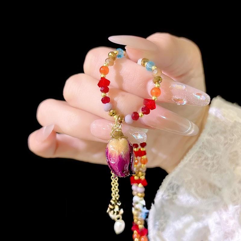 [Eternal Flower Language] Super Immortal and Beautiful Eternal Rose Flower Beaded Necklace Design Unique and Beautiful Clavicle Chain
