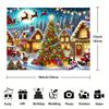 Christmas Village Photography Background Cloth - Snow City Christmas Tree and Santa Claus Sled Scene