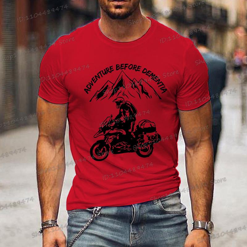 Funny Mountain Adventure Motorcycle T-shirts Harajuku Fashion Men T Shirt Adventure Before Dementia Shirts for Men Women
