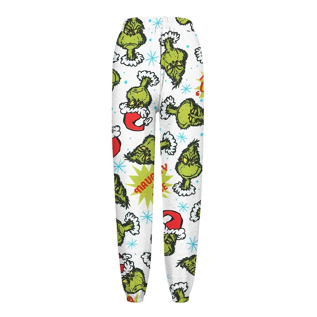 Women's Fashion Christmas Loose Drawstring Waist Solid Color Casual Sports Pants