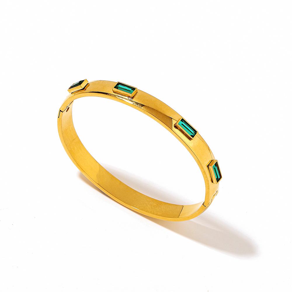 Yingtai Zircon Bracelet: Stainless Steel with Vacuum-Plated 18k Gold, Fine Polished, European & American Style, Ins Buckle Switch for Women