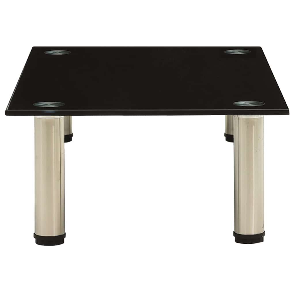 TV Stand 60 X 35 X 17 Cm Black Tempered Glass