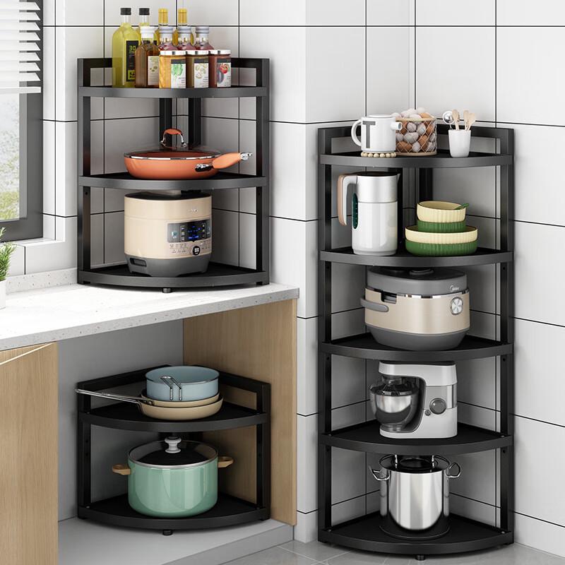 3-Tier Carbon Steel Corner Kitchen Pot Rack