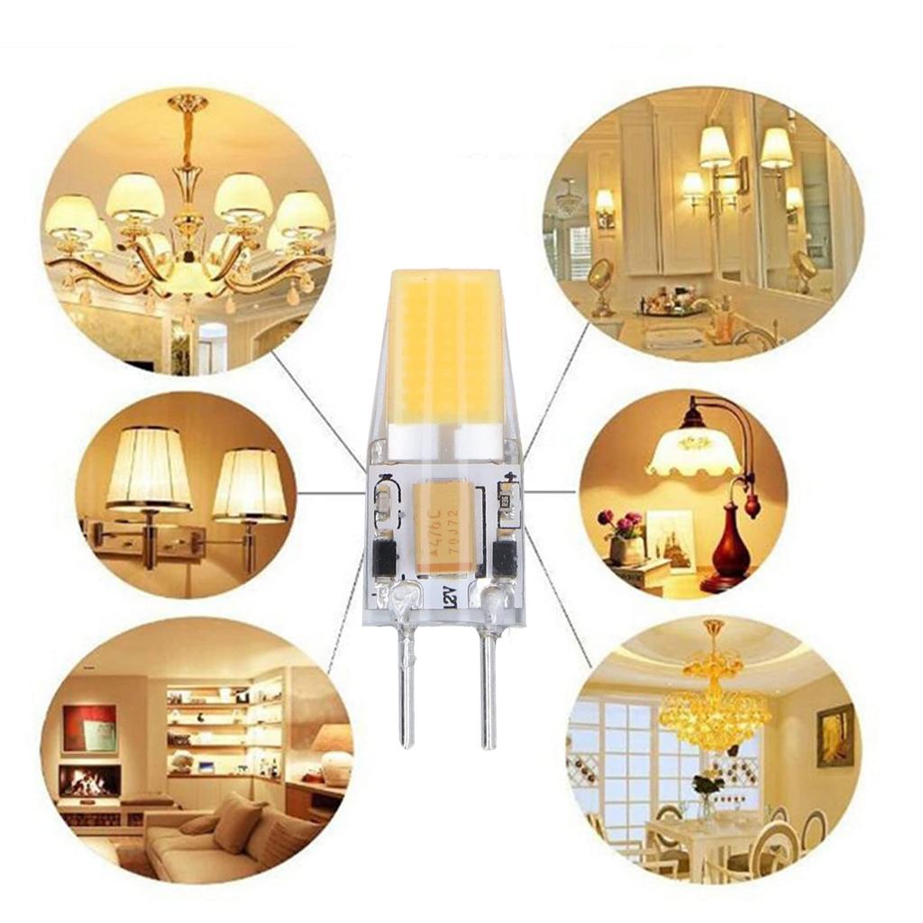 GY6.35 Base LED Bulb, 5W, Warm White (2700K-3000K), Equivalent to 50W Halogen, 500 Lumens, ACDC 12V, 360° Wide Beam Angle, 6 Bulbs Included, For