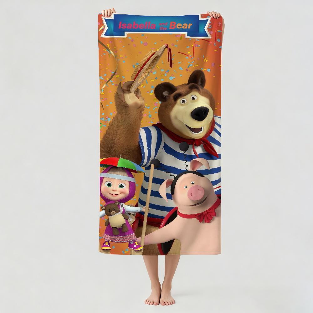 Cartoon m-Masha-and the B-Bear Towel Drying Bath Towel Applicable To Light Swimming Camping Yoga Beach Out