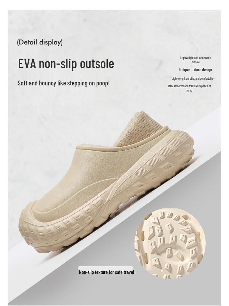 2025 Winter Waterproof Cotton Slippers: Warm, Slip-On, Fleece-Lined, Heel-Covered for Men & Women