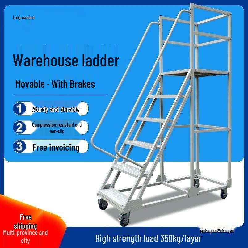 Mobile Extendable Ladder Truck for Warehouse and Supermarket Use