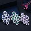 CMM White Golden Color Zirconia Large Flower Stud Earrings