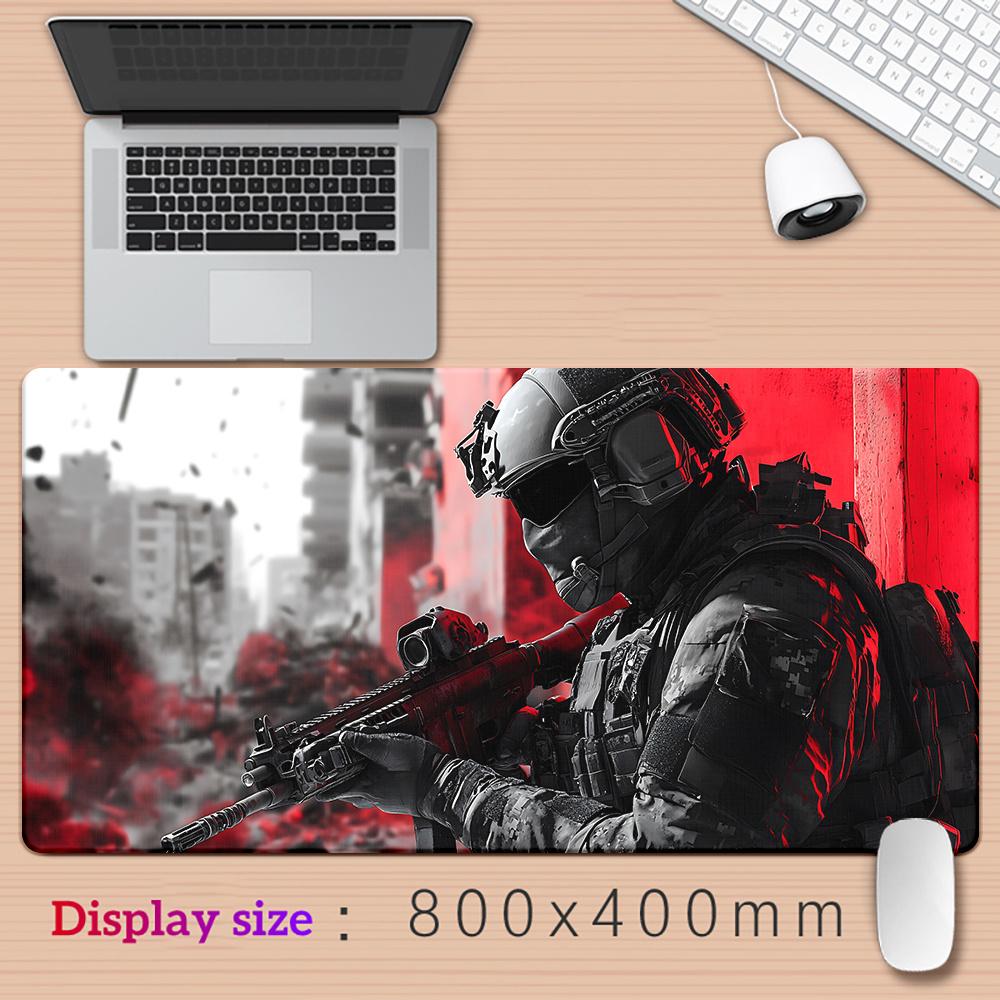Red Gun Handsome Soldier Large Mouse Pad MM Anti-Slip Rubber Desk Mat for keyboard pad PC Laptop Office gaming Accessory