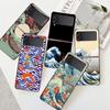 Wave Art Japanische grüne Illustration Hülle für Samsung Galaxy Zflip Z Flip 3 5g Z Flip 4 Zflip3 Zflip4 Zflip Flip4 schwarze Hüllen