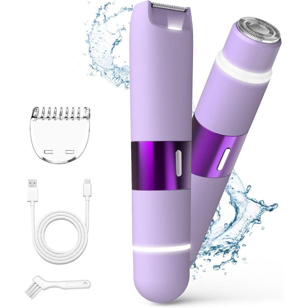USB Rechargeable Women Shaver Double Head Epilator Shower Safe Hair Remover  For Underarm Face Leg