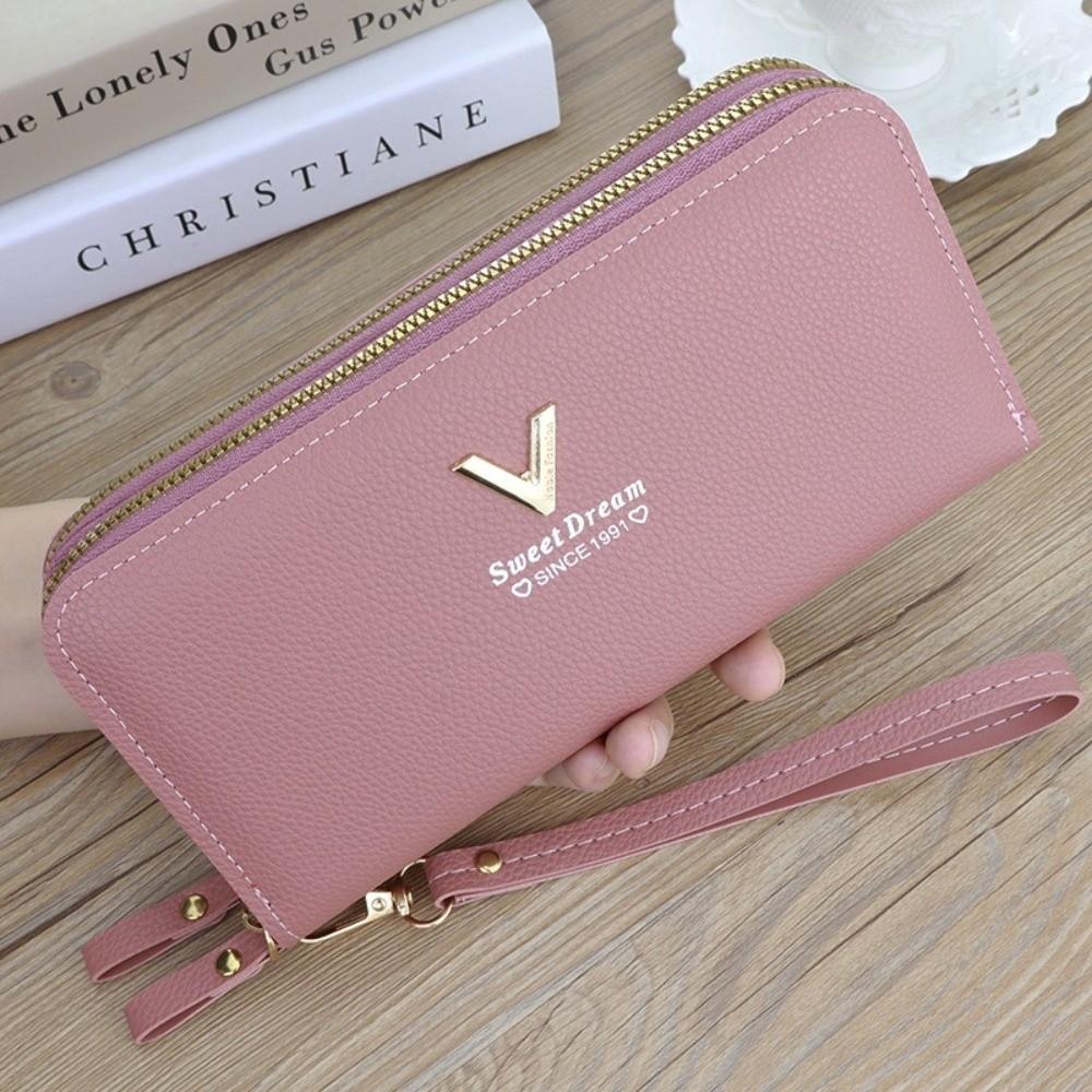 Fashion Double Zipper Long Wallet Large Capacity Multifunctional Card Holder PU Leather Purse Women