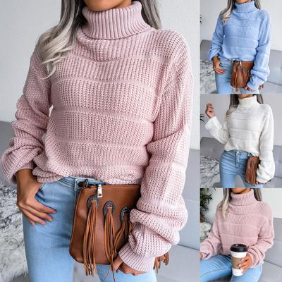 High Quality Women Fashion Loose Sweater Cozy Pullover Casual Ladies Turtleneck Long Sleeve Knit Sweaters