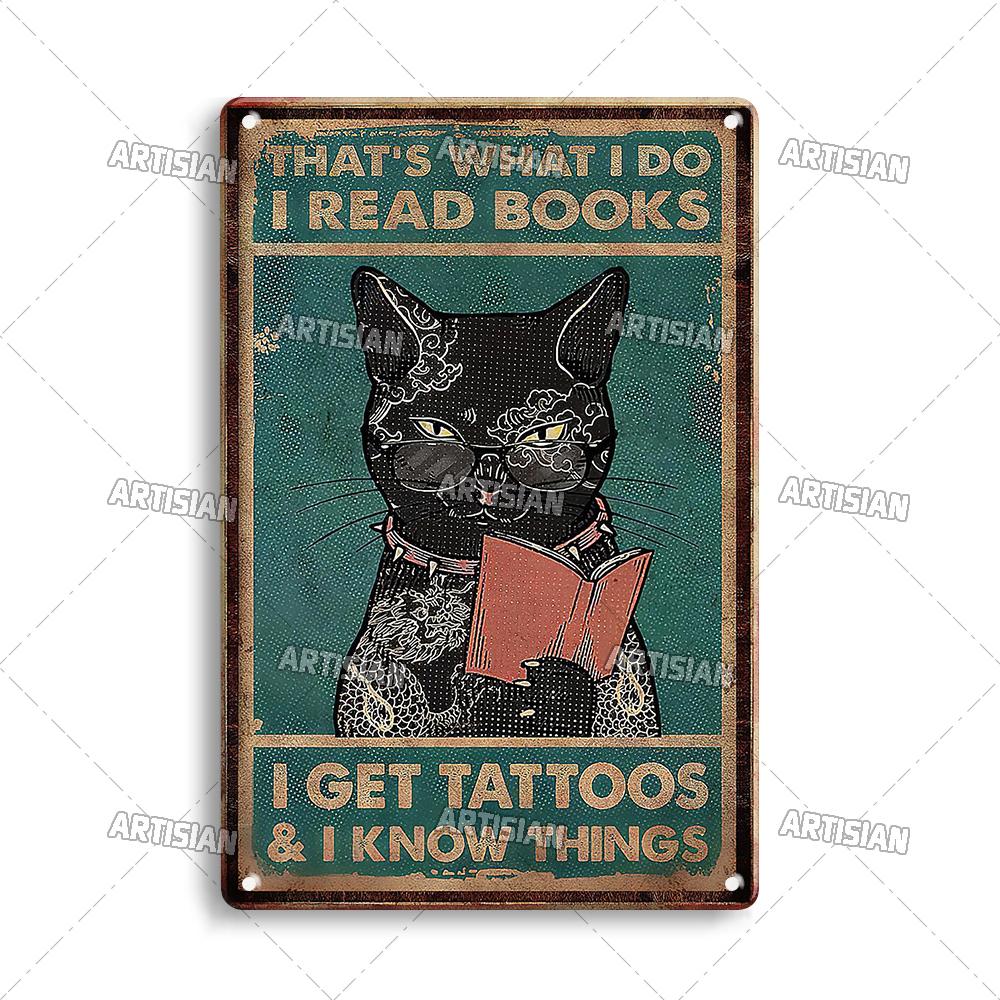 Pôster de Metal Retrô Gato Preto Artista Animal de Estimação Engraçado Vintage Decorativo Placa de Estanho Garagem Bar Pub Clube Cozinha Casa Decoração de Parede Caverna do Homem