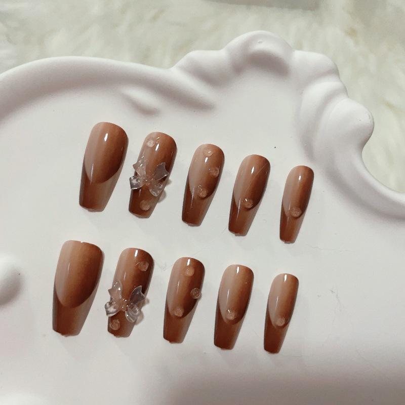 Luxurious Handmade Translucent Nail Tips for Autumn/Winter – Soft Texture, High-Class Feel
