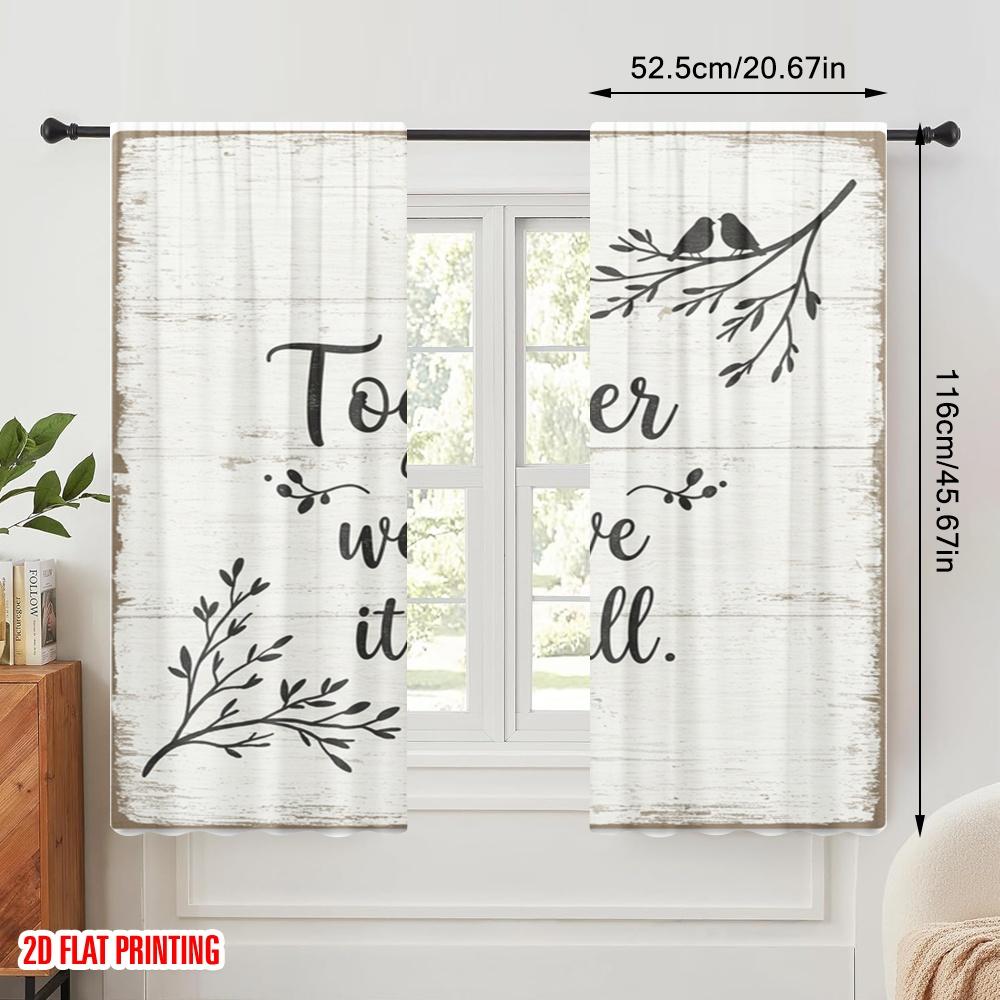 2 Stück 2D Flachdruck Vorhänge Zusammen Wir Haben Alles Polyester Ohne Strom Festliche Wanddeko Verwendung für Mehrzweck-Event