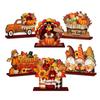 Wooden Tabletop Decor 6-Piece Set Thanksgiving Theme for Mantel Shelf Home