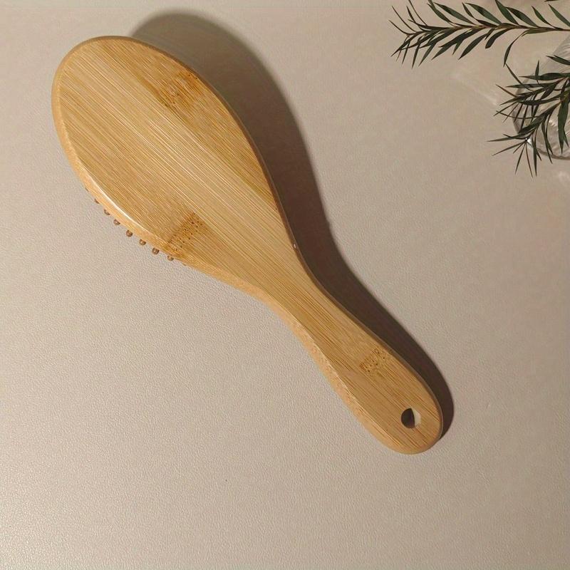 1pc Oval Air Cushion Bamboo Comb, Natural Bambin/Curly/Dry Hair, Suitable for Men and Women, Massages Scalp Anti-Static Hair Detangle