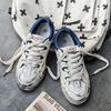 Fashion Men's and Women's Vintage Canvas Sneakers, Distressed Casual Shoes, Lightweight Non-Slip Trainers, Retro Skateboarding Shoes