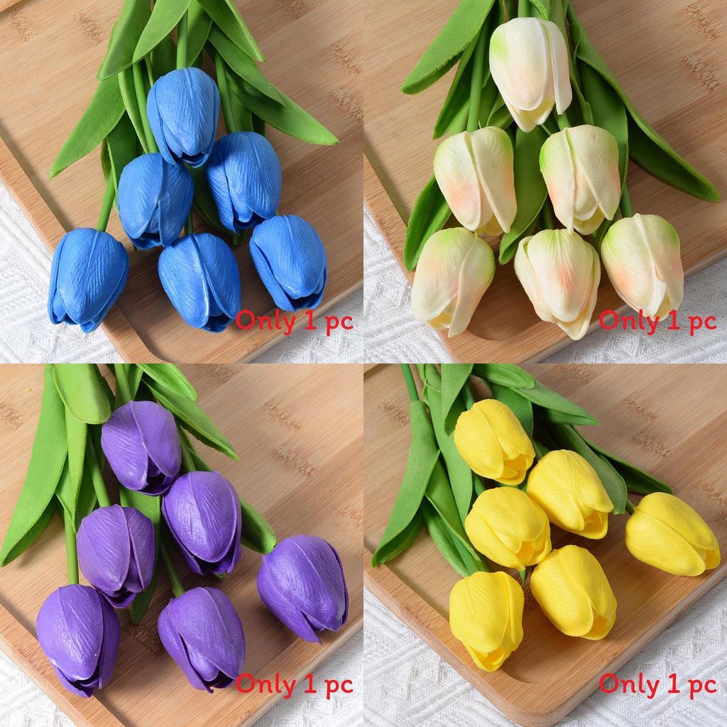 Tulip Artificial Flower With Pu Material For Home Decor And Photography Props