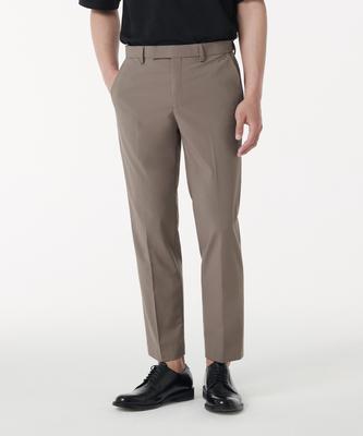 [Cooltandard] Tapered Hidden Banding Crop Slacks [Dusty Beige]