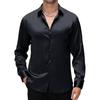CBCOLEBROOK Mens Stylish Solid Silk Satin Casual Dress Shirts for Men Shiny Long Sleeve Button Down Shirt Party Prom We
