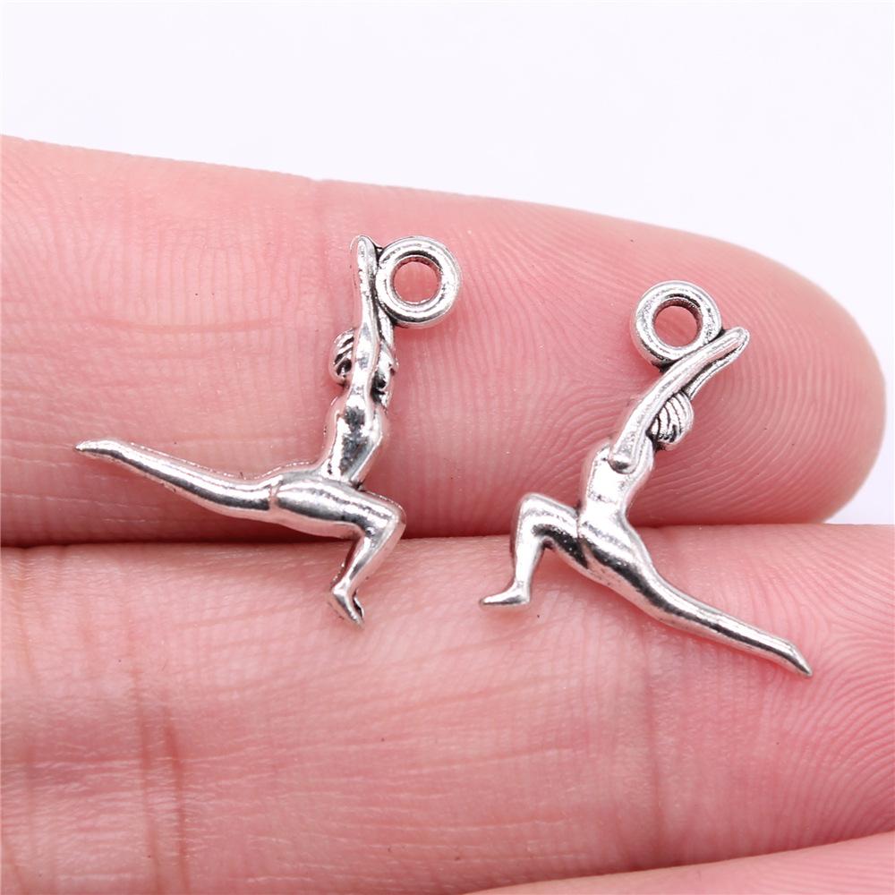 20pcs Charms Gymnastics Antique Silver Color Gymnastics Charms Jewelry Findings DIY Gym Charms Sport Wholesale