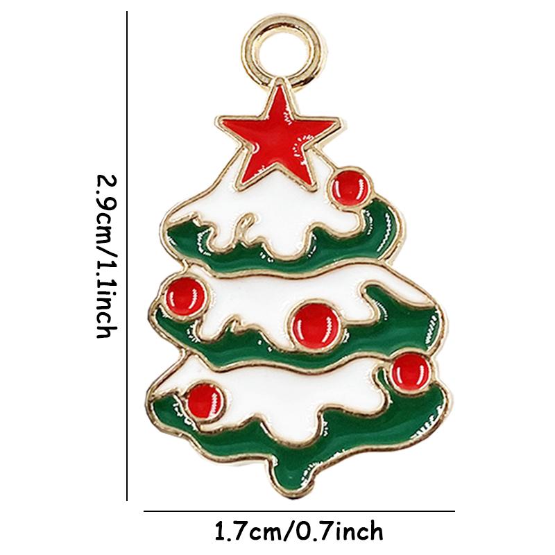 10pcs Bell Xmas Tree Enamel Pendant Santa Snowflake Charms DIY Christmas Gift Necklace Bracelet Accessories Party Supply
