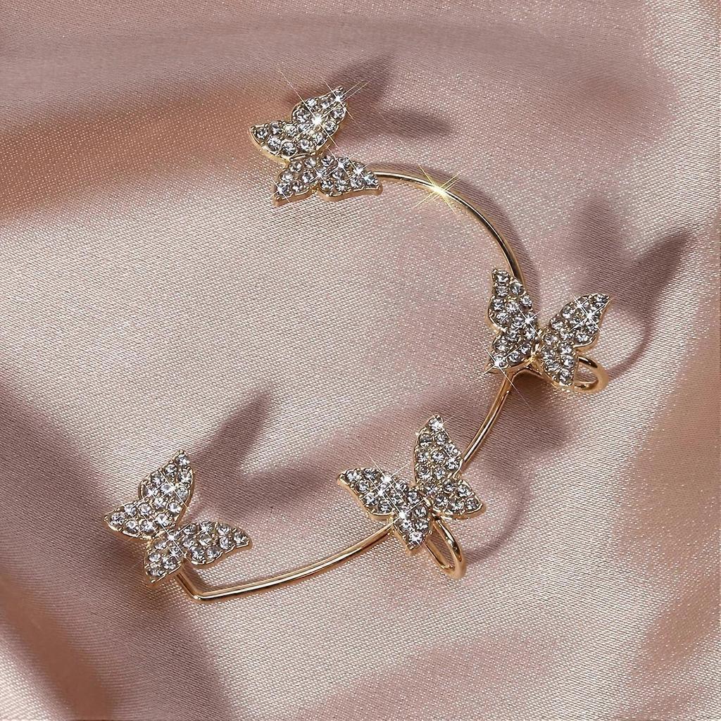 Shining Butterfly Zircon Cuff Earrings Non Piercing Earnings Luxury Jewelry For Women