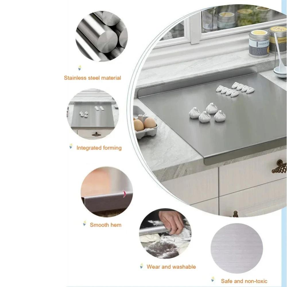 לוח חיתוך מנירוסטה פאנל שימוש ביתי לגלגול אטריות לישת בצק מעובה למטבח גודל גדול רב תכליתי