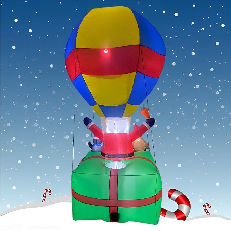 Inflatable Toy Hot Air Balloon Santa Christmas Inflatable Model Luminous Inflatable Model Christmas Atmosphere Decoration Model