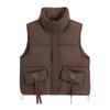 Women's Korean Style Stand-up Collar Sleeveless Waistcoat - Autumn/Winter Solid Color Warm Vest
