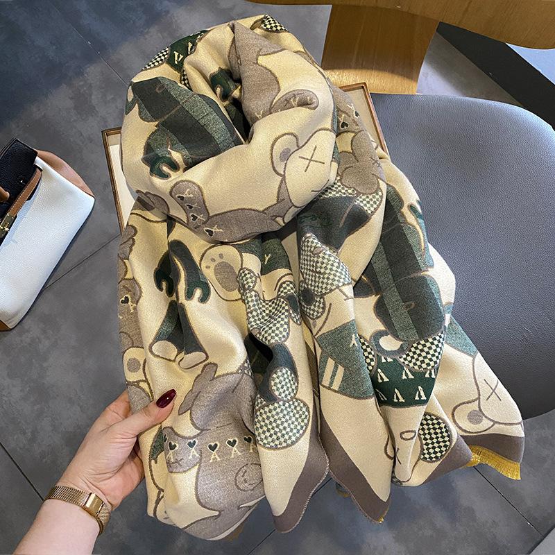 Violent bear recommends soft girl imitation cashmere scarf women's autumn and winter versatile warm shawl scarf