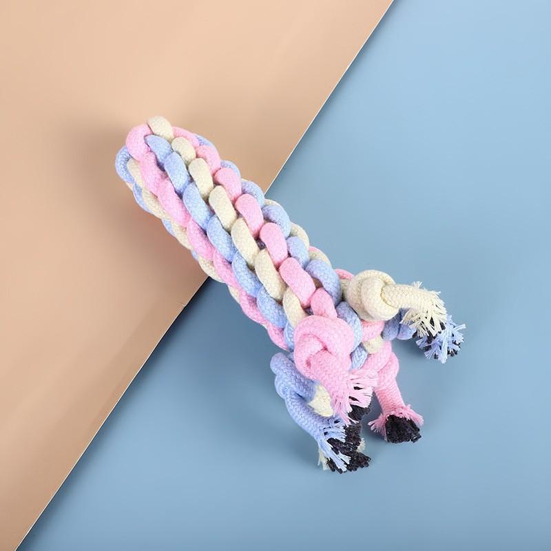 Dog Toy Macaron Color Cotton Rope Toy Teeth Resistant Interactive Play Pet Supplies