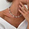 Irregular Pearl Beaded Choker Necklace Women Gold Color Fragment Metal Beads Collarbone Chain Minimalist INS Daily Neck Jewelry