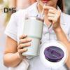 40oz Tumbler Flip Straw Lid Replacement Leak-Proof Splash Resistant Cover for Cup BPA-Free Reusable Glass Lid with Folding Straw