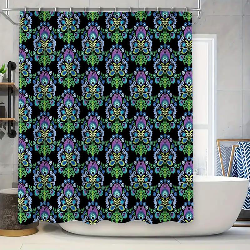 

Floral Shower Curtain Botanical Pattern Nature Bathroom Decor Vintage Farmhouse Rustic Waterproof Fabric Shower Liner W60H190(CM)-1 Pcs