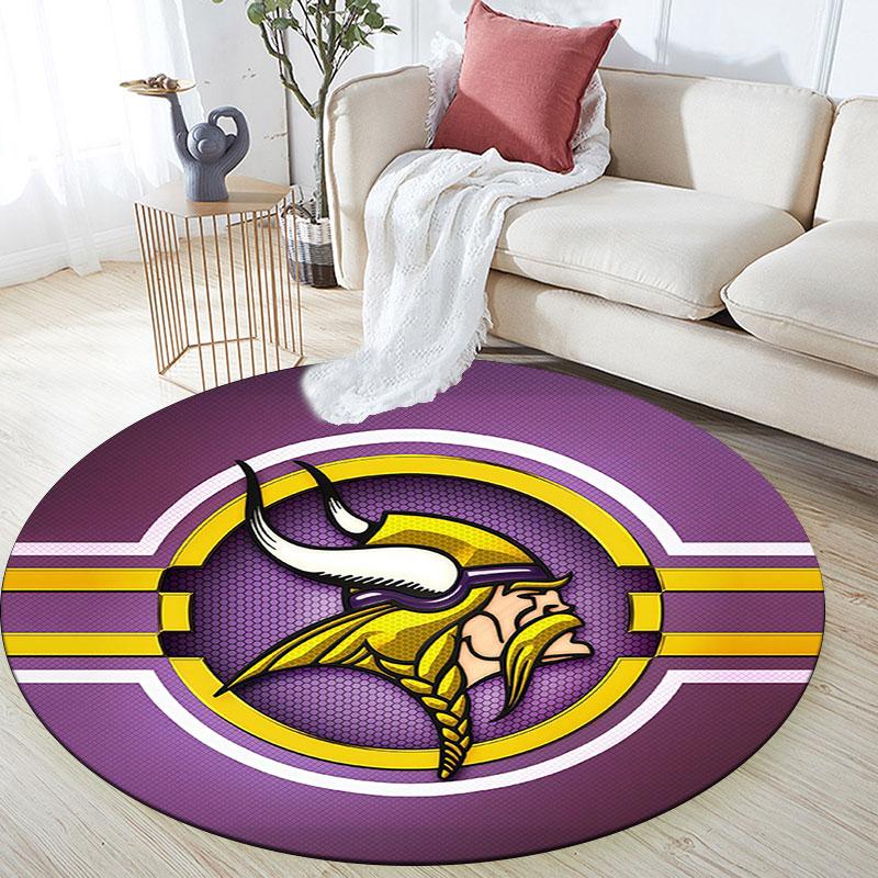 Minnesota Vikings2,Runder Teppich,Teppich für Wohnzimmer Schlafzimmer Sofa Spielzimmer Dekoration,Rutschfeste Bodenmatte