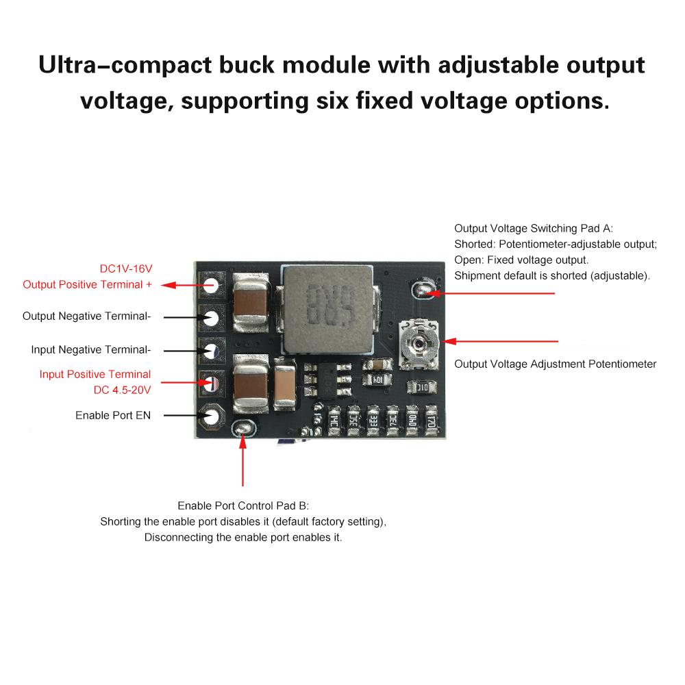 DC-DC Step Down Power Supply Module 4.5-20V To 1.8V/2.5V/3.3V/5V/9V/12V 2A Voltage Adjustable Buck Converter Voltage Regulators
