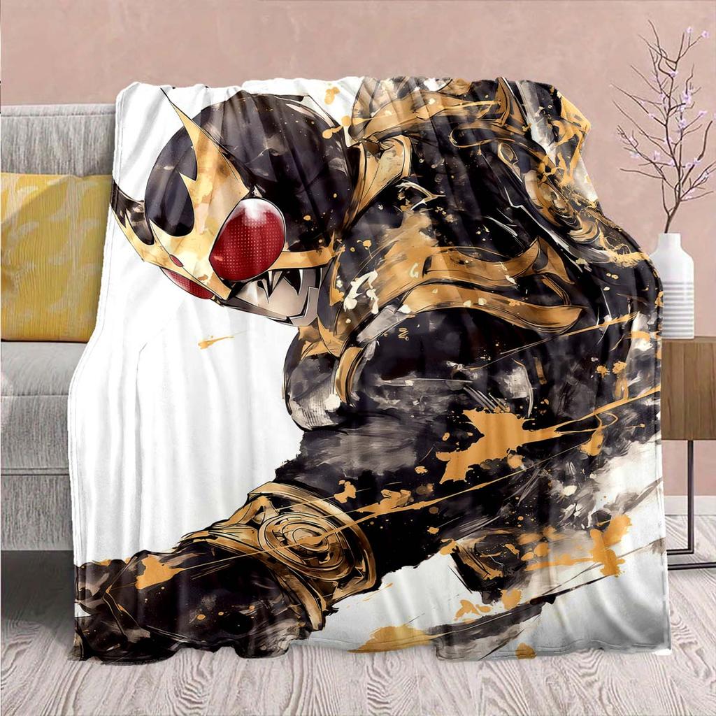 Kamen Rider Anime Flannel Blanket – Soft, Warm, Perfect for Sofas, Bedding, Camping, Travel, Office, and Home Decor – QJY