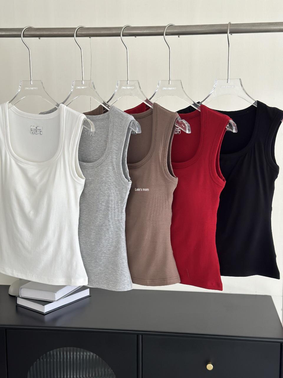 Antibacterial Cotton U-Neck Vest with Wide Shoulder Straps and Fixed Cups XL (60-70 kg)