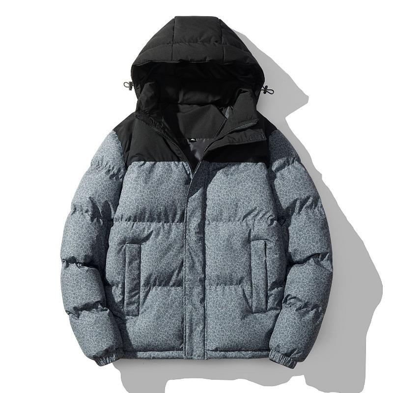 Padded-on Jacket Men's Autumn and Winter Trendy Short Thickened Warm Bread Jacket Feather Rong Padded Jacket Can Be Printed