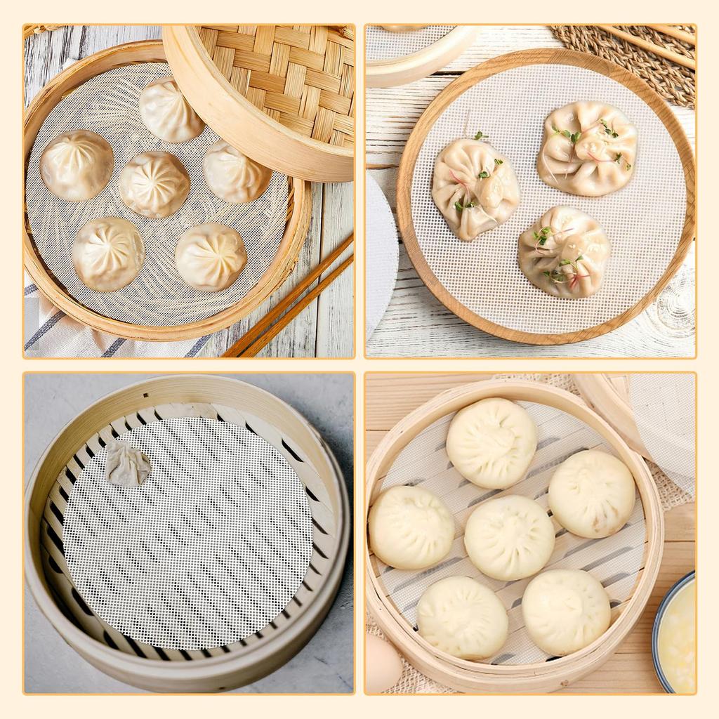 Doyime Steamer Food Grade 10 for Steamed Dim Round Heat for Steaming Chinese Dim Steamed and Other Steamed Dishes Sheets, Silicone, 21cm, Sheets,