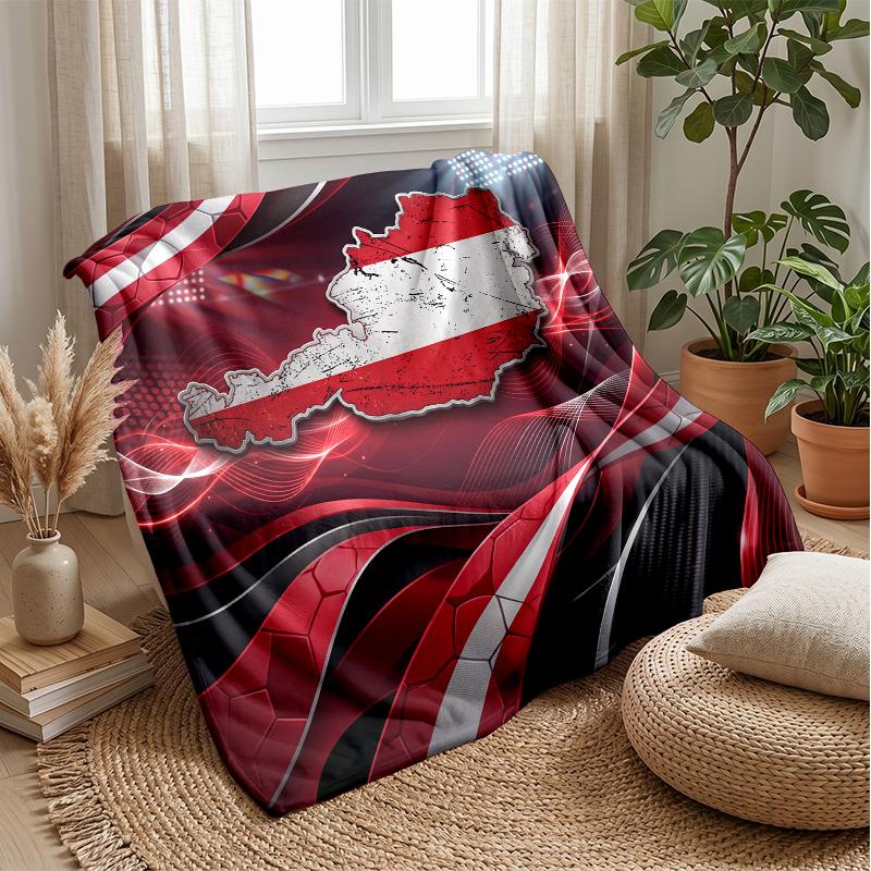 Austria Football Printed Flannel Blanket Skin Friendly Warm Decorative Throw for Indoor Couch Bed Daily Use
