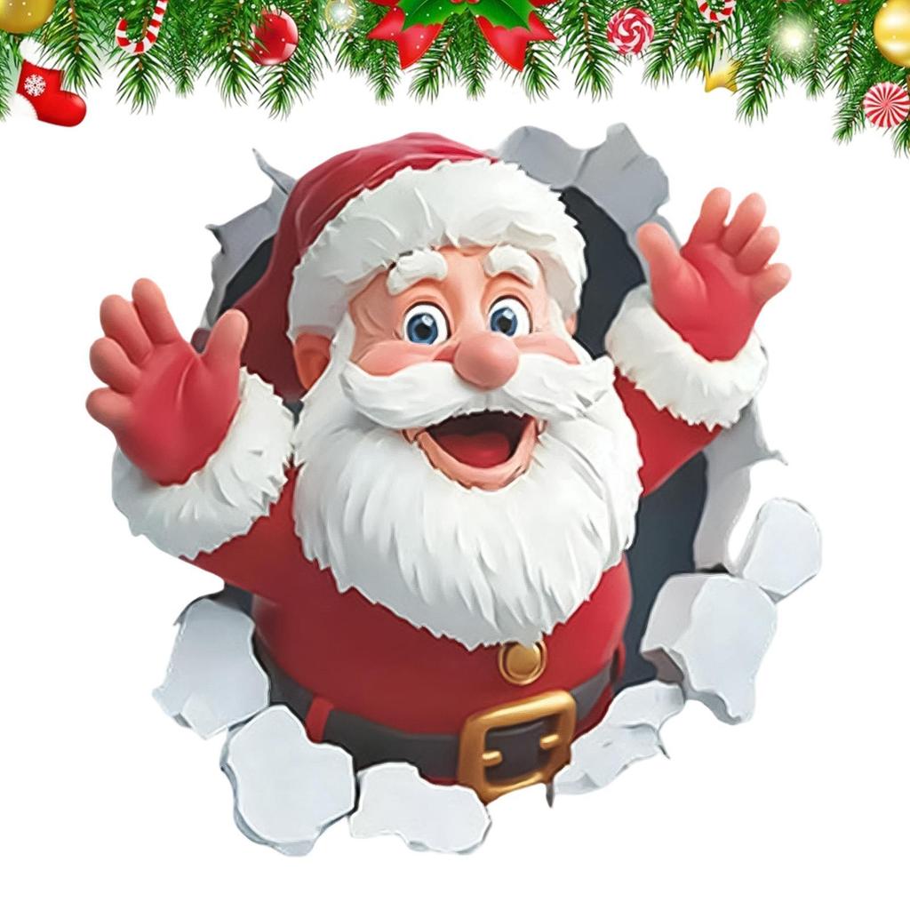 Christmas Wall Stickers Removable Funny Santa Claus Winter Stickers Christmas Toilet Decor For Toilet Bathroom Kitchen Bedroom