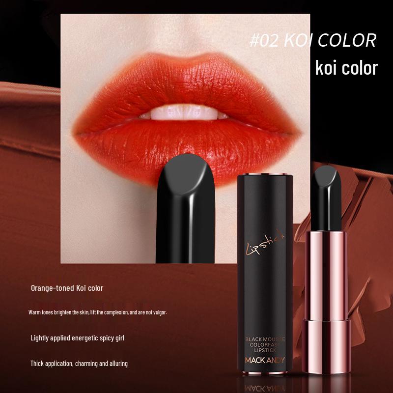 Стойкая помада Mark Andy Black Mousse: Водонепроницаемый, Стойкий, Не размазывается, Осветляющий, Горячий тренд, Фаворит интернета