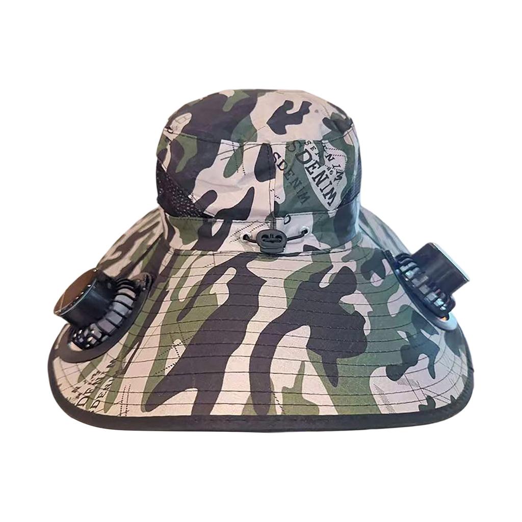 Outdoor Wide Brimmed Sun Hat With 2 Solar Fans, Sun Fisherman Hat For Men And Women, Fishing Beach Hat With Built-in Fan
