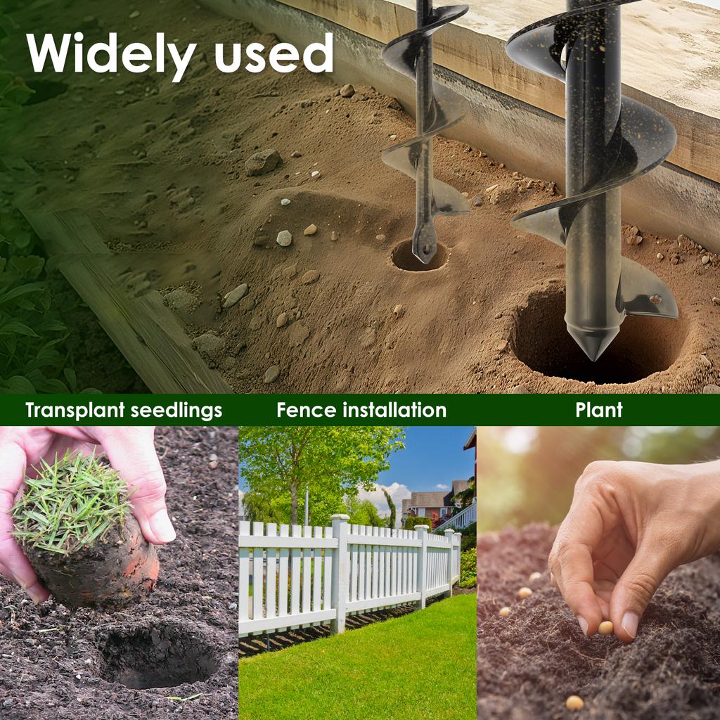 Gartenbohrer Bohrer Durchmesser 80mm und 40 mm Spiral-Gartenbohrer zum Bohren von Löchern und Pflanzen von Blumen Bäumen Sträuchern