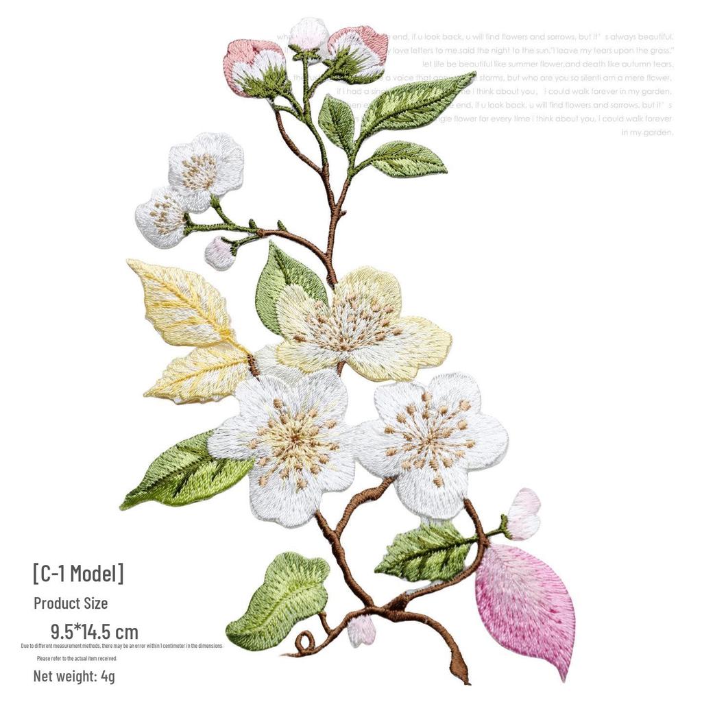 Bunter Kleiner Floral Gestickter Aufnäher, Chinesischer Stil, Aufbügelbare DIY Kleidung Dekoration