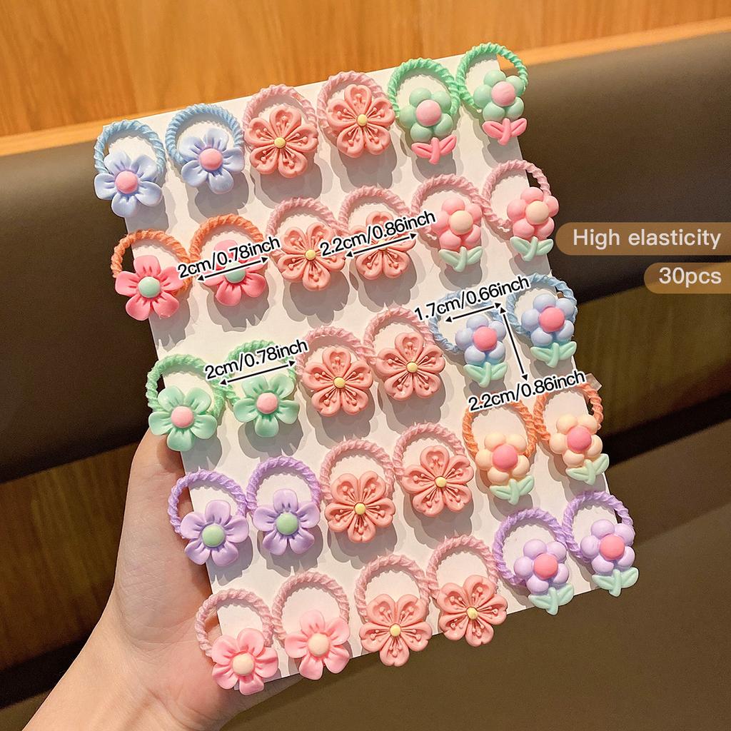 30 cute little girls with flower bands and children's hair rings suitable for daily use as hair accessories